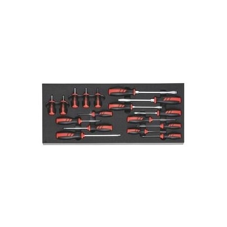 Holex Set of 17 Phillips and Slotted Screwdrivers Set in Foam 953551 17
